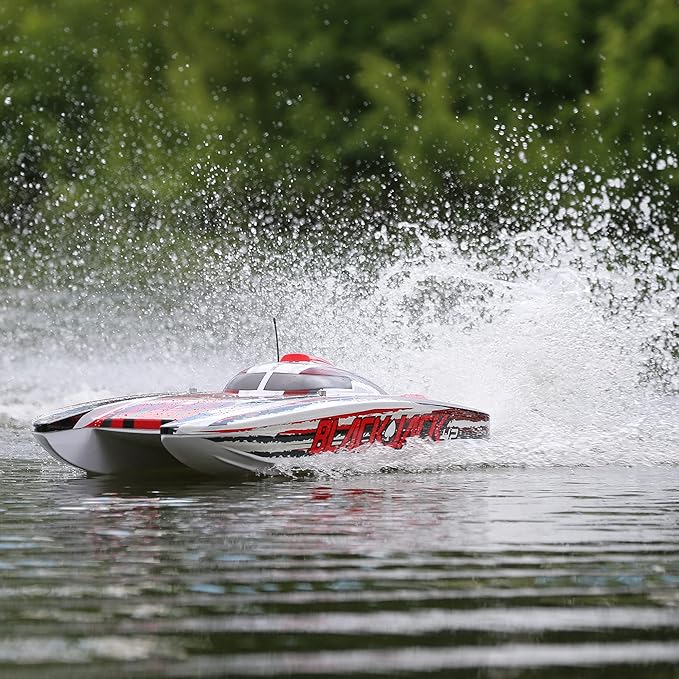 Pro Boat RC Blackjack 42 8S Brushless Catamaran RTRBattery and Charger Not Included White/Red PRB08043T2