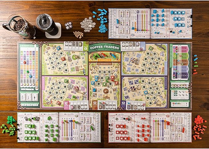 Capstone Games Coffee Traders Board Game for 3-5 Players - Economic Strategy and Trading Focused Euro Style Gameplay with Market Competition and Resource Management Depth | 120 Min Playtime | Ages 12+
