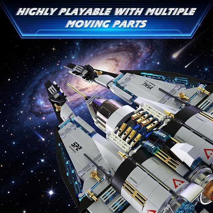 Spaceship Building Blocks Set for Boys Ages 8-12 STEM Space Toys for Kids to Assemble a Space Shuttle with Light Best Present for Boys and Girls Aged 8+ (739PCS)