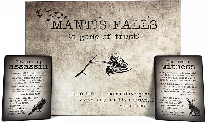 Mantis Falls Board Game – Deep Strategy Hidden Traitor Game for 2–3 Players Psychological Deduction &amp Betrayal 60–90 Minutes Ages 14+ Premium Card Quality Plastic-Free Components