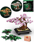 4 in 1 Bonsai Tree Building Set Four Season Cherry Bonsai Tree Building Kit Artificial Plant Decor for Home Desk Greenery Mother's Day Present Xmas Gifts for Adults Girls&ampBoys (529pcs)