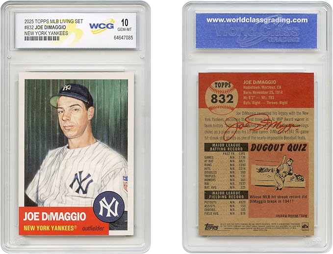 2025 Topps MLB Living Set Joe DiMaggio New York Yankees Card #832 - Graded GEM Mint 10