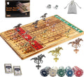 Horse Racing Board Game Thickened Solid Wood Finish Line Horse Race Game with 11 Metal Horses with 2 Sets of Dice2 Boxes of Cards and 100 Poker Chips for Parties and Gambling