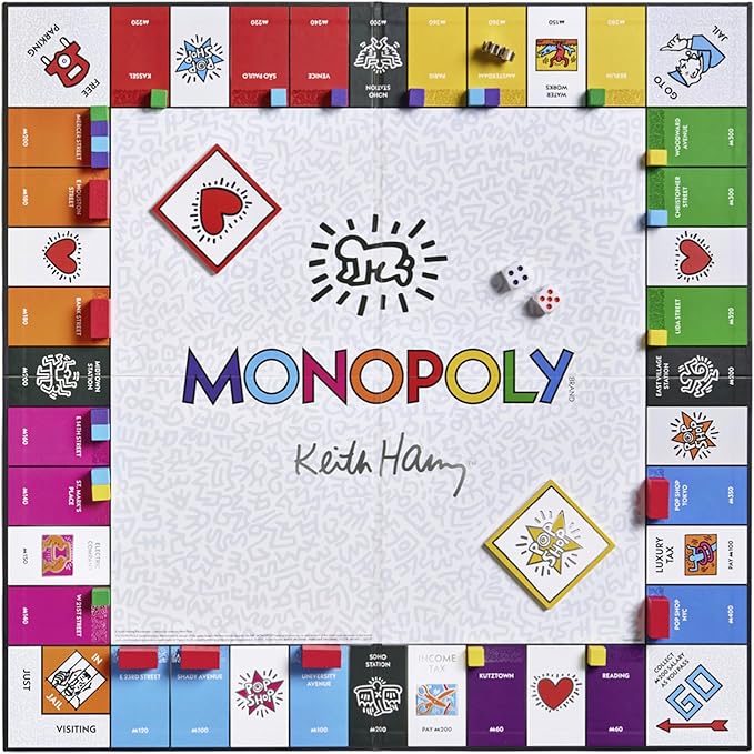 WS Game Company Keith Haring Monopoly – Pop Shop 40th Anniversary Edition – Premium Art-Wrapped Collector’s Board Game – Featuring Iconic Art Custom Metal Tokens and Dancing Figure Pieces (Ages 8+)