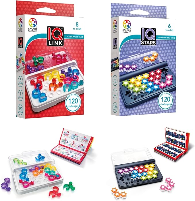 SmartGames IQ Bundles Link Series: IQ Link &amp IQ Stars 240 Challenges for Ages 6-Adult