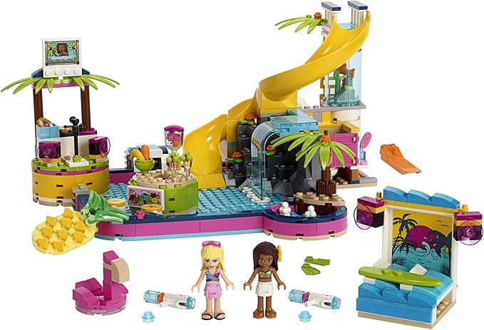 LEGO Friends Andrea's Pool Party 41374 Toy Pool Building Set with Andrea and Stephanie Mini Dolls for Pretend Play Includes Toy Juice Bar and Wave Machine (468 Pieces)