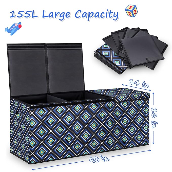HOMEMARVEL Large Toy Chest Big Toy Box Extra Large Toy Box for Boys &amp Girls Collapsible Sturdy Chest Storage Organizer with Removable Lids for Playroom Bedroom Nursery Closet