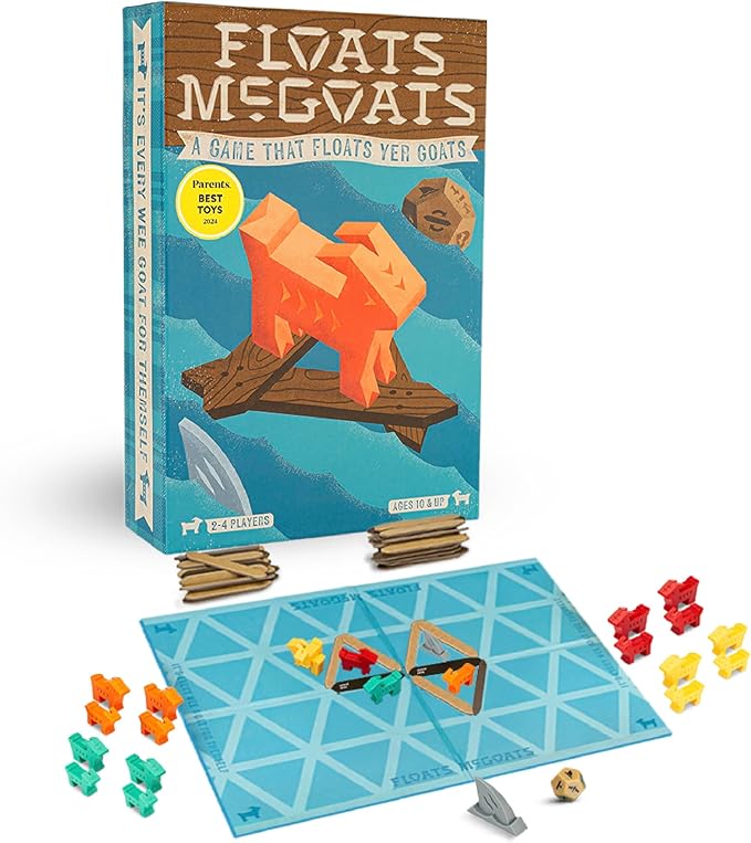 Hootenanny Games Floats McGoats Board Game | Build a Raft &amp Save Your Goats | Perfect for Family Games | 2-4 Players Ages 10+