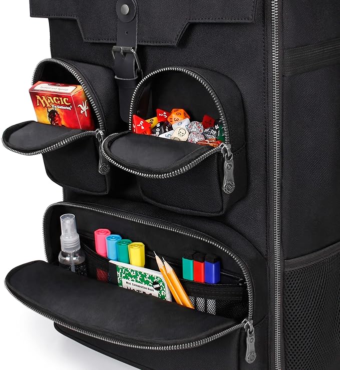 ENHANCE Collector's Edition Board Game Backpack - Reinforced Rigid Board Game Storage with Padded Shoulder Straps Carrying Handle and Accessories Pockets for Dice Card Games More (Dragon Black)