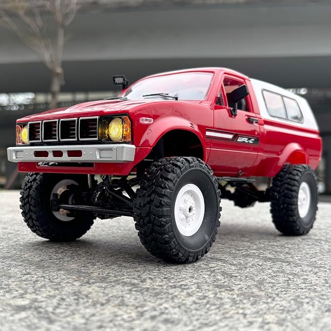 RC Rock Crawler 4x4 WPL C24 RC Truck Off Road RTR 1/16 Scale Remote Control Crawler All Terrain with Proportional Throttle Steering 2.4 GHz Led Light Hobby Toy Adult