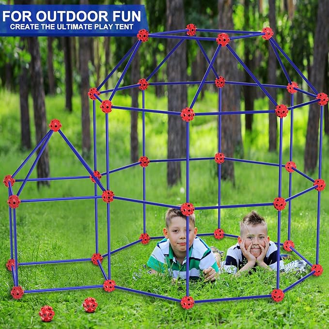 V-Opitos 180 Pack Fort Building Kits for Kids Age 4 5 6 7 8+ Years Old Creative STEM Building Toys for DIY Castles Tunnels Play Tent Ideal Christmas Birthday Gifts for Boys &amp Girls