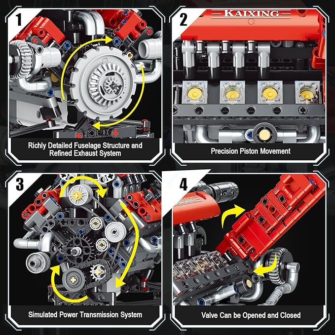 HIGH GODO V8 Engine That Works Visible Car Engine Model Kit with Motor and Lights Build Your Own Car Engine Kit with App Control Kit STEM Toys Gifts for Teens Adults 14+ (660 PCS)