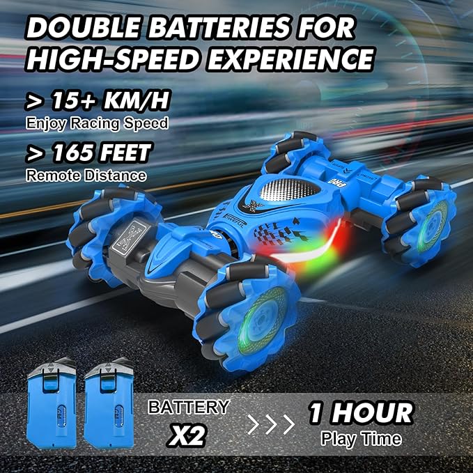 RC Car Gesture Sensing Stunt Car Toys for Boys Girls 6-12 Best Gifts for Kids Boys 6 7 8 9 10 11 12 Years Old 2.4GHz 4WD RC Toy Off-Road 360° Rotate All-Round Drift with Lights Music