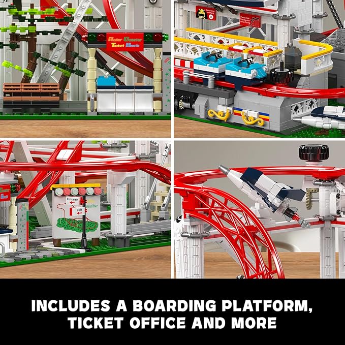 Mould King Roller Coaster Building Set Large Amusement Park Coaster Model Kit with Motors Creative Gift for Adults Engineering STEM Toy for Teens (3646 PCS)