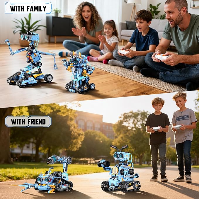 zinat 4-in-1 STEM Robot Building Kit with Remote Control Multiple Robot Designs Educational DIY Blocks Toy Birthday for Kids 6-14 &amp Adults - 824Pcs