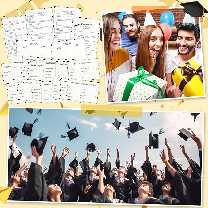Graduation Friendly Feud Game with 2 Answer Buzzers Grad Feud Cards for Family Game Night Fun Trivia Quiz for Class Party Groups Clubs Team Building