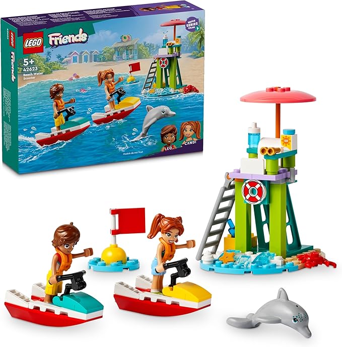Lego Friends The Beach Jet-Ski Toy for Children with a Lifeguard - Birthday Gift Idea for Girls and Boys from 5 Years - 2 Mini Dolphin Dolphin 42623
