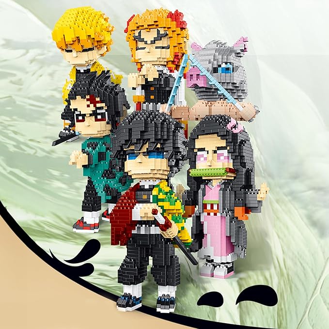 MACTANO Anime Demon Figure Micro Mini Building Set Slayer Tanjiro Kamado Building Block Toy for Adult-1187pcs