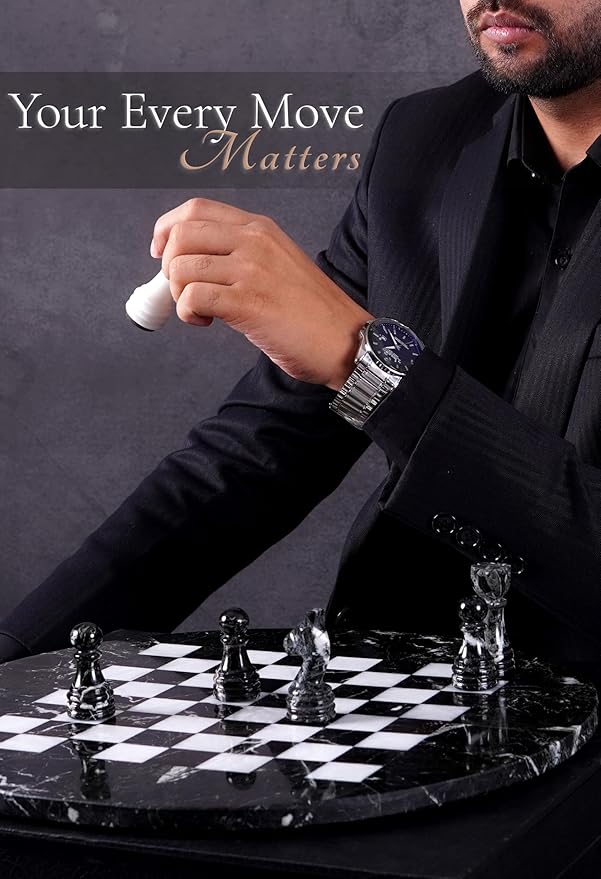 Marble Chess Set for Adults with Complementary Storage Box 15 Black &amp White Handmade Board Games for Adults Premium Chess Set Board Game with Extra Queens