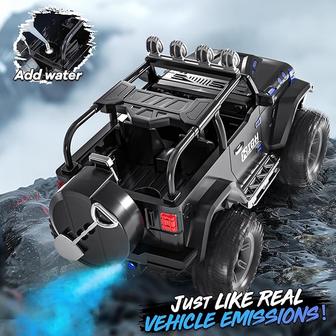 1:16 Remote Control Car with Spray Lights and Sound 2.4GHz Remote Control Jeep for Kids All Terrain Off-Road Jeep RC Car Toys Gift for Boys and Girls