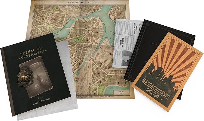 Bureau of Investigation: Investigations in Arkham &amp Elsewhere Board Game Cooperative Mystery Game for Kids &amp Adults Ages 14+ 1-8 Players 120-240 Minute Playtime Made by Space Cowboys