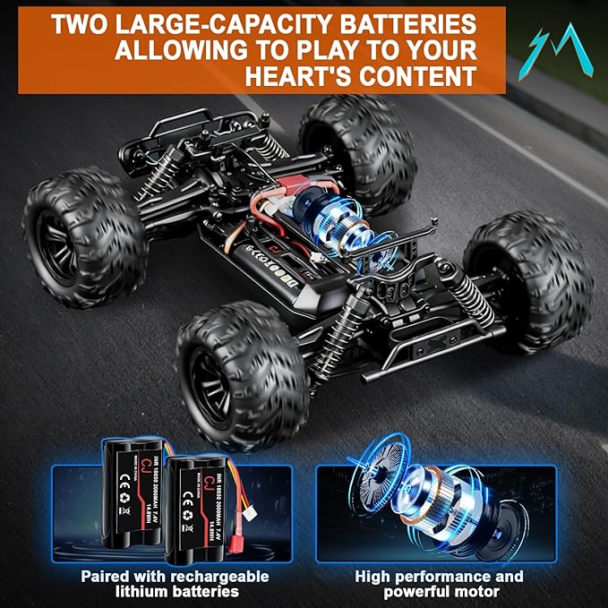 Fast Remote Control Car RC Cars 1:16 4WD High Speed Motor for Adults 30+KPH 2.4GHz Remote Control with No Delay Off Road RC Truck All Terrains RC Cars for Professional Enthusiast