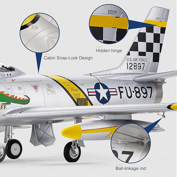 Fms Rc Planes for Adults Remote Control Airplane F-86 The Huff RC Airplane 6CH 80mm Hobby Rc Airplanes PNP (No Radio Battery Charger)