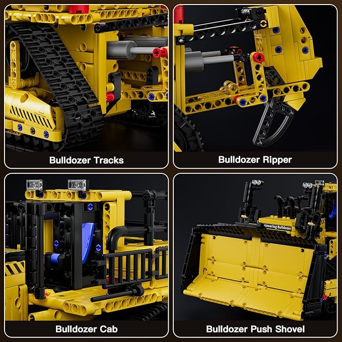 Mould King RC Bulldozer Toys Building Sets Construction Vehicles Dozer Model with Remote Control 15084 STEM Project Building Kits for Adults Aged 14+ (1508 Pieces)