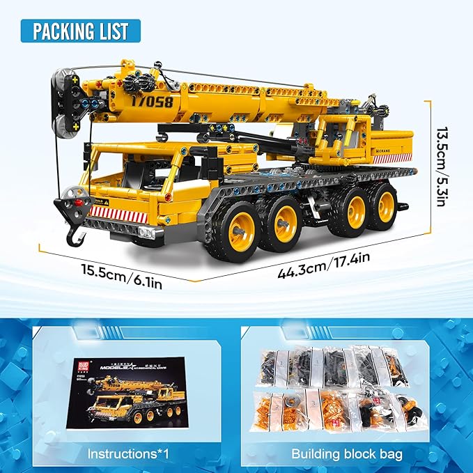Mould King 17058 Crane Building Blocks Kit 997 Pieces Crane Truck Model to Build DIY Constration Toy Collectibles/Exhibition for Adult/Kids