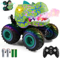 DYODYORC Remote Control Car 2.4Ghz All Terrain Dinosaur Monster Truck Toys RC Truck with Spay Music 3 Lighting Effects Stunt Capable Toy Gifts for Boys and Girls (Green)