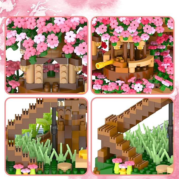 Cherry Bonsai Tree Building Sets for GirlsMicro Mini Building Blocks of Cherry Blossom Bonsai Tree kit2008pcs Mini Bricks Sakura Tree House Good Gift for You