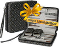 Magnetic Travel Backgammon Sets for Adults - Quality PU Leather Backgammon Board Game for Adults and Kids - 14 Gift for Man Backgammon Board with 32 Magnetic Pieces in PU Leather Case