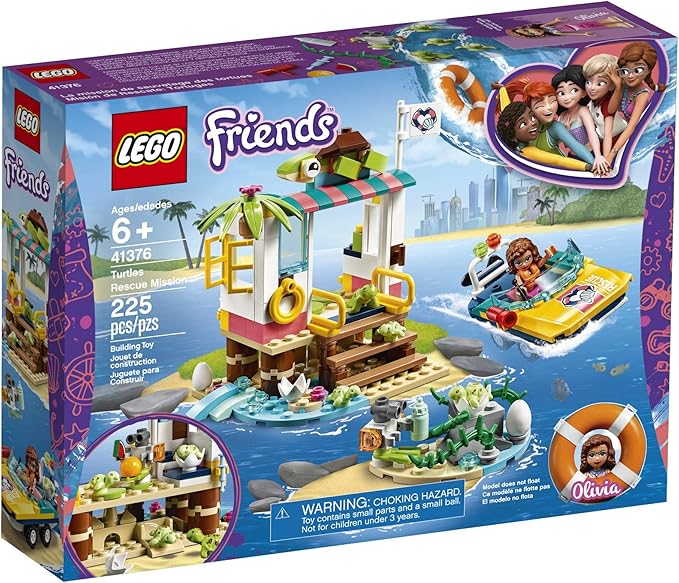 LEGO Friends Turtles Rescue Mission 41376 Rescue Building Kit with Olivia Minifigure and Toy Turtles Includes Toy Rescue Vehicle and Clinic for Pretend Play (225 Pieces)
