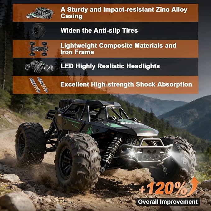 Fast Remote Control Car RC Cars 1:16 4WD High Speed Motor for Adults 30+KPH 2.4GHz Remote Control with No Delay Off Road RC Truck All Terrains RC Cars for Professional Enthusiast