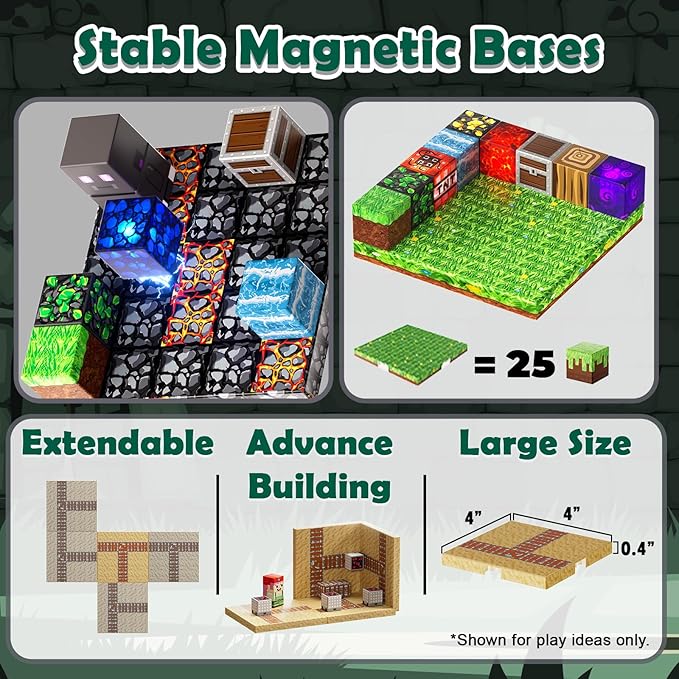4-in-1 Magnetic Blocks with 24 Light Up Blocks 200PCS Magnetic Building Blocks with 8 Base Plates Screen-Free Magnetic Building Cubes Toy Easter Birthday Gifts for Boys Girls Age 3+
