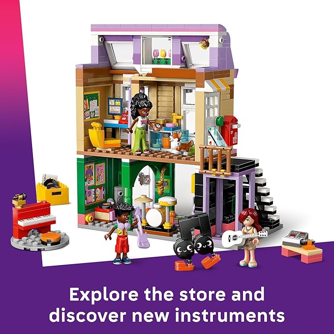 LEGO Friends Music Store &amp Apartment Building Set - Interactive Storytelling Playset for Girls &amp Boys Ages 7+ - Includes Marimba The Corgi Toy - Gift Idea for Birthdays and Music Lovers - 426