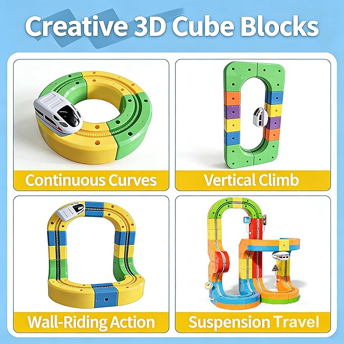 Electric Train Set 3D Magic Flexible Race Tracks for Kids Ages 3-8 81PCS Anti Gravity Race Track with Car STEM Educational Building Toy Gift for Boys &amp Girls