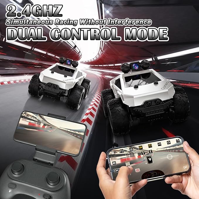 RC Cars with Camera Remote Control Truck with 720P HD FPV Camera All-Terrain Remote Control Car with Body Light Rechargeable Battery 1:28 RC Car Vehicle Toy Gifts for Adults Kids Boys Girls