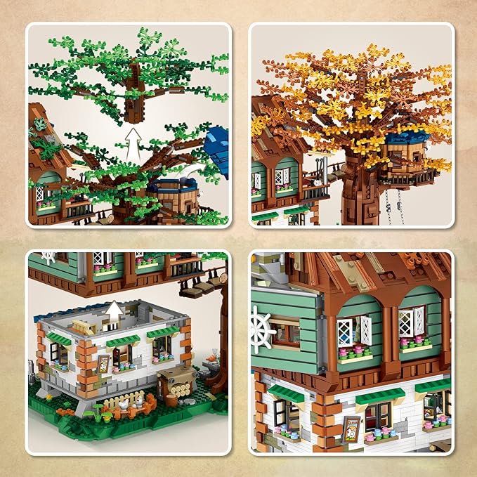 Idea Tree House Bricks Model Toys Set Forest House Building Blocks Street View Sets for Adults Ages 14+ Tree House Display 4761 PCS