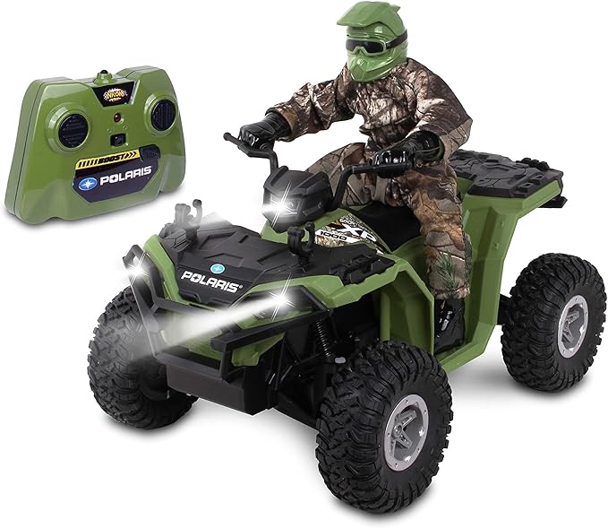 NKOK Realtree 1: 8 Rc Polaris Sportsman XP 1000 with Turbo Boost &amp Rider Turbo Boost Feature with Extra Speed Allows Children to Pretend Play and Use Their Imagination for Ages 6 and up
