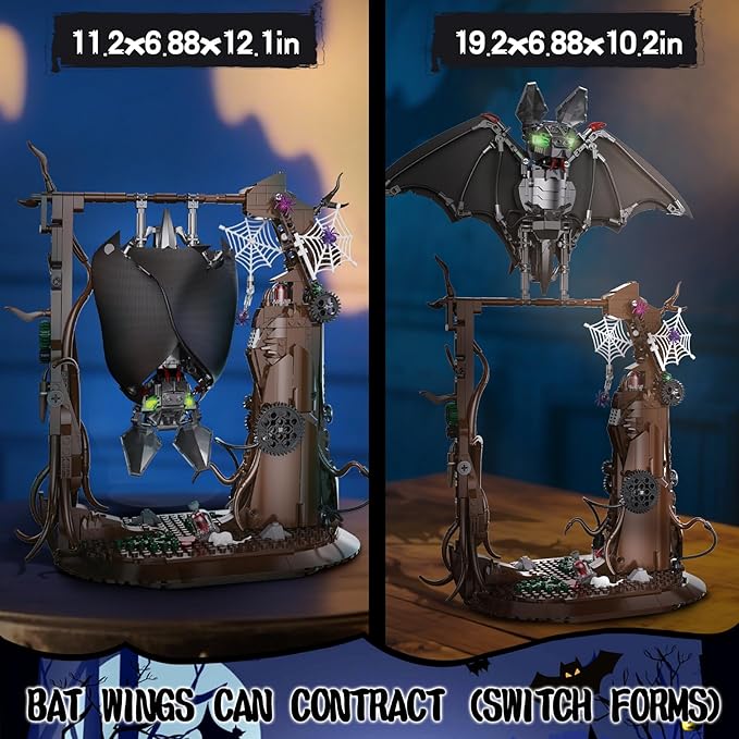 Halloween Bat Building Block Sets for Adults Compatible with Lego 839PCS Bat Model Toy Home and Office Decor Collextible for Teens Boys 8+
