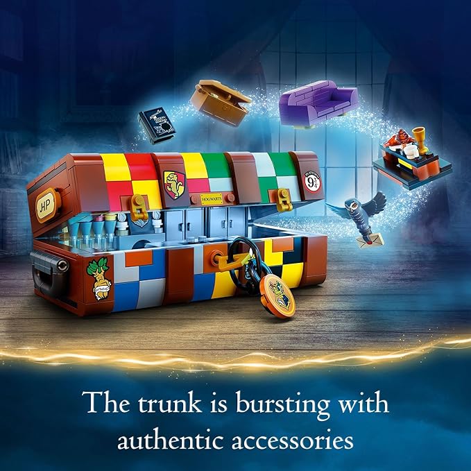 LEGO Harry Potter Hogwarts Magical Trunk Luggage Set Building Toy Idea for Kids Customizable Toy Girls &amp Boys with Movie Minifigures and House Colors 76399