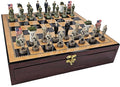 US Military Chess Set Army Navy Air Force or Marines. Choose 2 Branches of Men with 17 inch Walnut Color Storage Board (Army vs Marines)