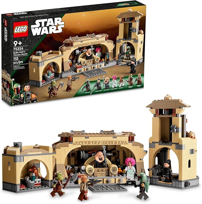 LEGO Star Wars Boba Fett’s Throne Room Building Kit 75326 with Jabba The Hutt Palace and 7 Minifigures Star Wars Building Set Great Gift for Star Wars Fans Boys Girls Kids Age 7+ Years Old