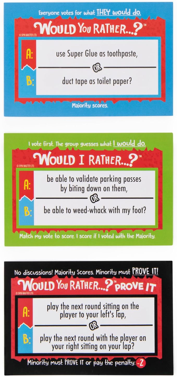 Spin Master Games Would You Rather…? Prove It Hilarious Family Game of Demented Dilemmas for Ages 8 and Up