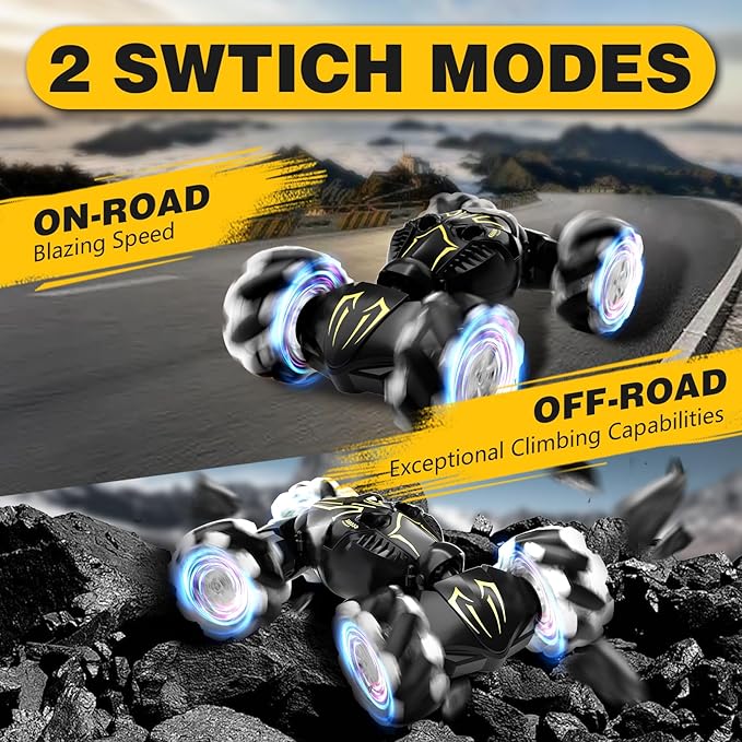 Remote Control Car for Boys 8-12 4WD Gesture Sensing RC Stunt Car 2.4Ghz with Lights Music Sprayer RC Cars for Boys Age 4-7 8-12 Hand-Controlled Cars Toys Birthday Gifts for Kids Girls Black