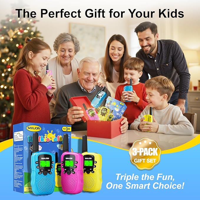 Walkie Talkies for Kids Games Outdoor Toys for 3-12 Year Old Boys Girls 3 Miles Range Walkie Talkie as Easter Basket Stuffers 4 Year Old Girl Birthday Gifts for 3 4 5 6 7 8 9 Year Old Boy Girl Gift