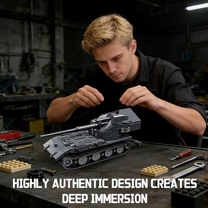 WW2 WT Auf E100 Heavy Tank Destroyer Building Sets Army Military Vehicles Collectible Model for Adults Enthusiasts 2036PCS