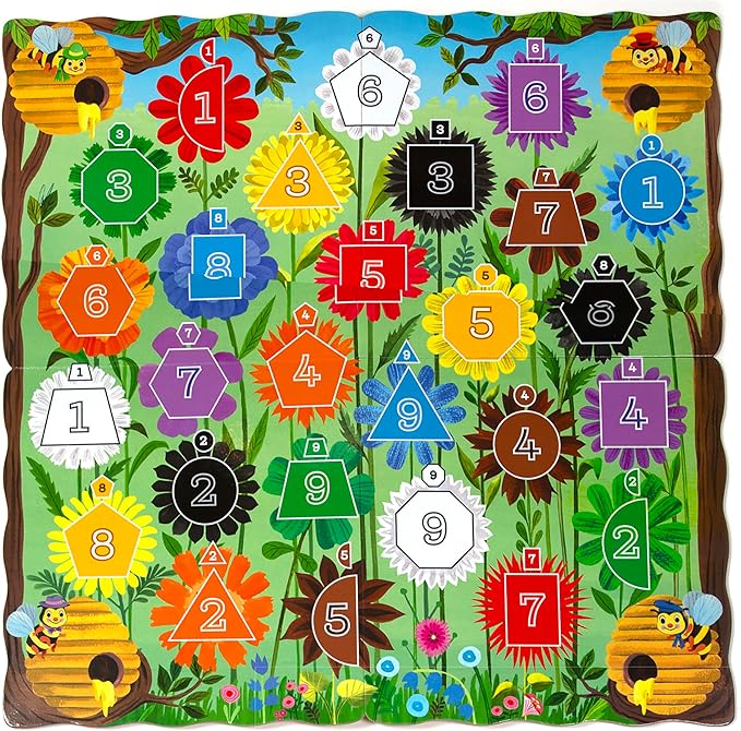 eeBoo: Bouncy Bees - Basic Skills Learning Strategy Board Game Learn Colors-Numbers-Shapes Card Set Collection Preschool Play Kids 3+ 2-4 Player