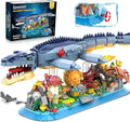 Mosasaurus Building Set with LED Light 1219 PCS Movable Ocean Animal Building Block Toy with Nautiluses Jellyfish Squid Coral Reef Ancient Reptile Home Decor Gift for Adults Teens Boys 12+
